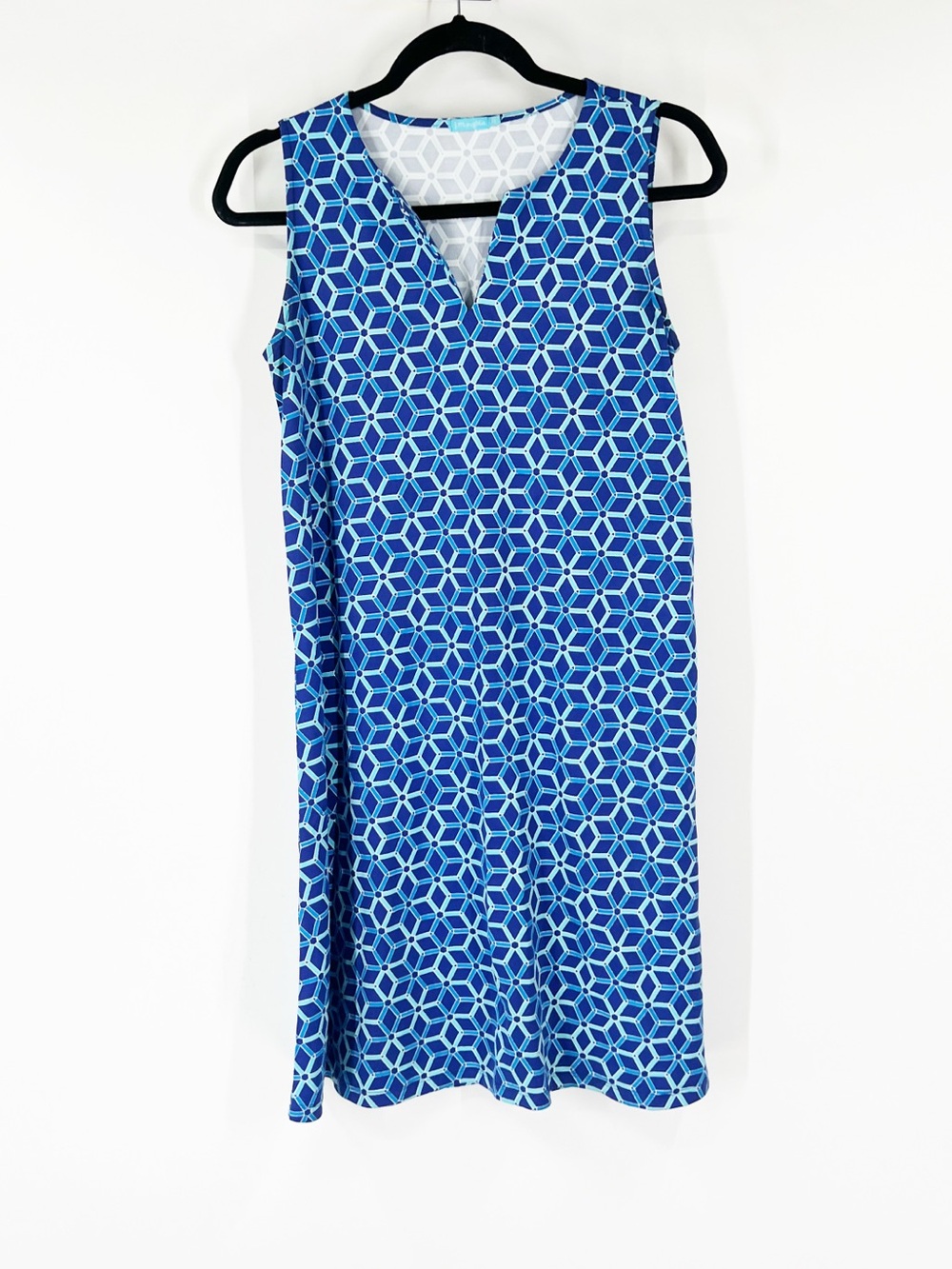 J. McLaughlin Sleeveless Blue Geometric Shift Dress